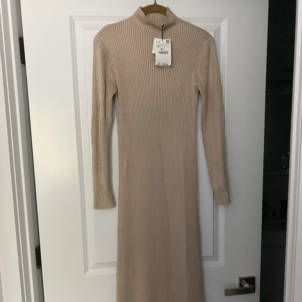 Zara Ribbed Knit Dress in Butter